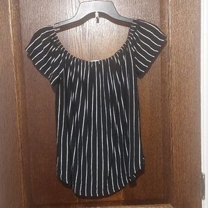 Black and White Striped Women's Top